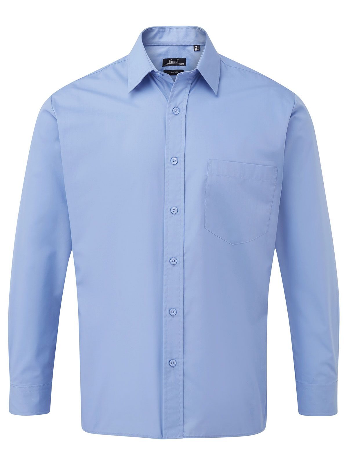 Long Sleeve Poplin Shirt Herren Hemd / Bluse – Premier – Farbe mid blue – individuell veredelbar