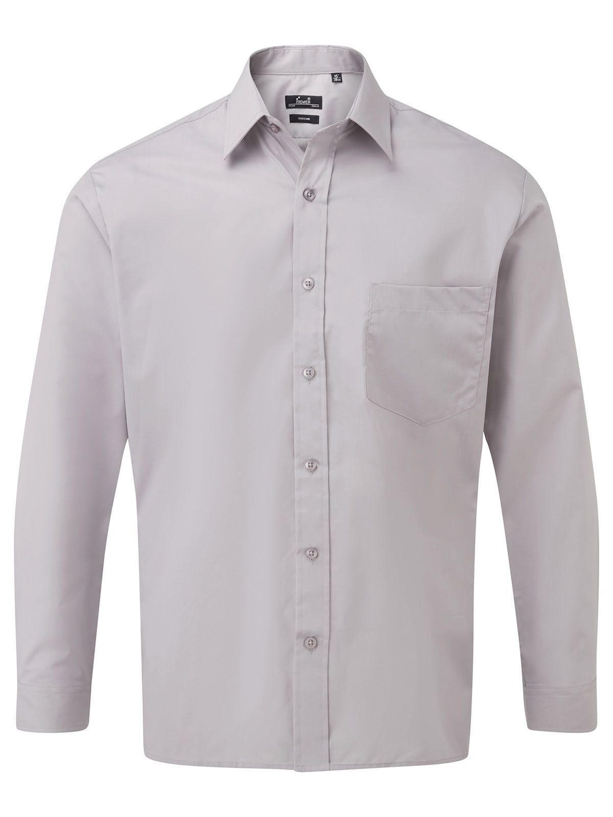 Long Sleeve Poplin Shirt Herren Hemd / Bluse – Premier – Farbe silver – individuell veredelbar