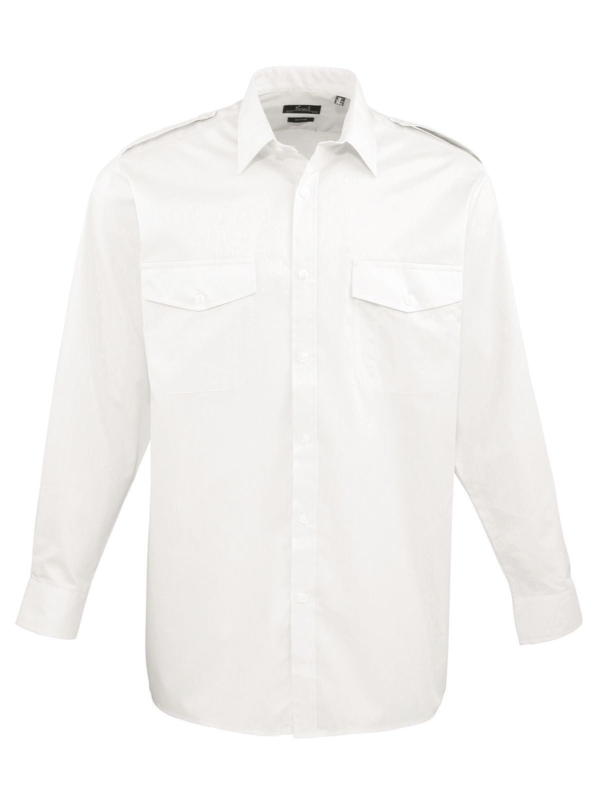 Long Sleeve Pilot Shirt Herren Hemd / Bluse – Premier – Farbe Weiß – individuell veredelbar