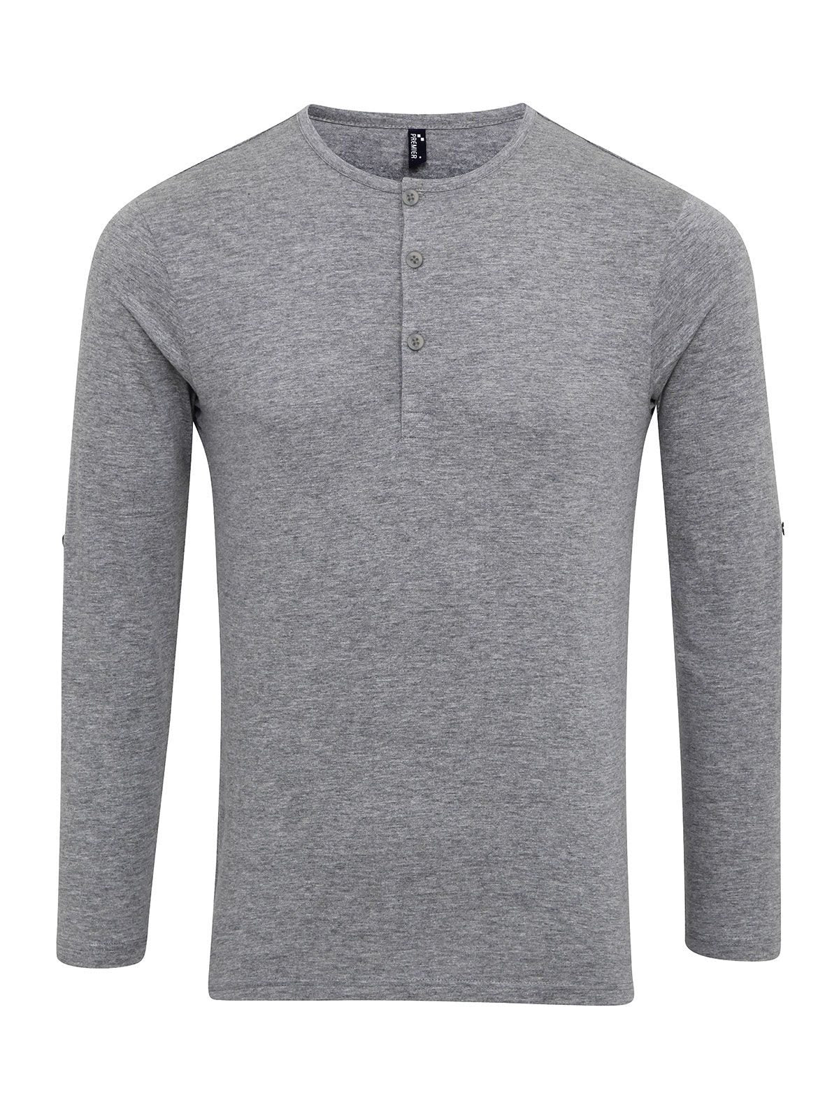 Long John Roll Sleeve Tee Herren T-Shirt – Premier – Farbe grey marl – individuell veredelbar