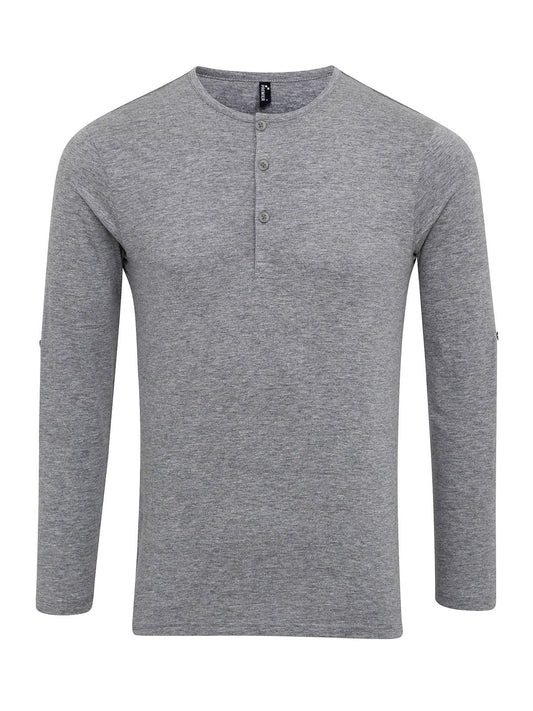 Long John Roll Sleeve Tee Herren T-Shirt – Premier – Farbe grey marl – individuell veredelbar