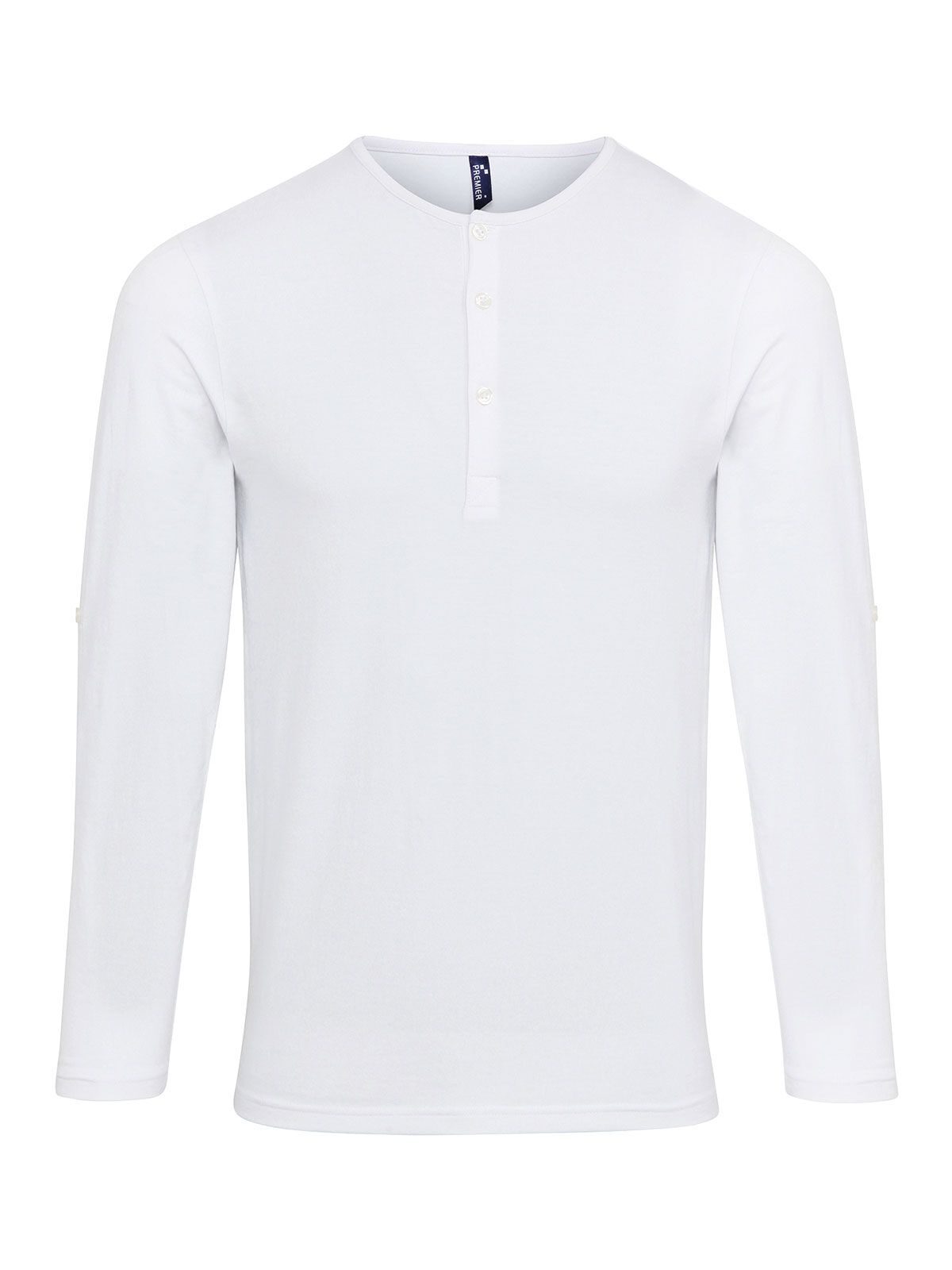 Long John Roll Sleeve Tee Herren T-Shirt – Premier – Farbe Weiß – individuell veredelbar