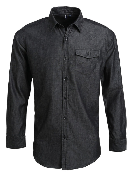 Jeans Stitch Denim Shirt Herren Hemd / Bluse – Premier – Farbe black denim – individuell veredelbar