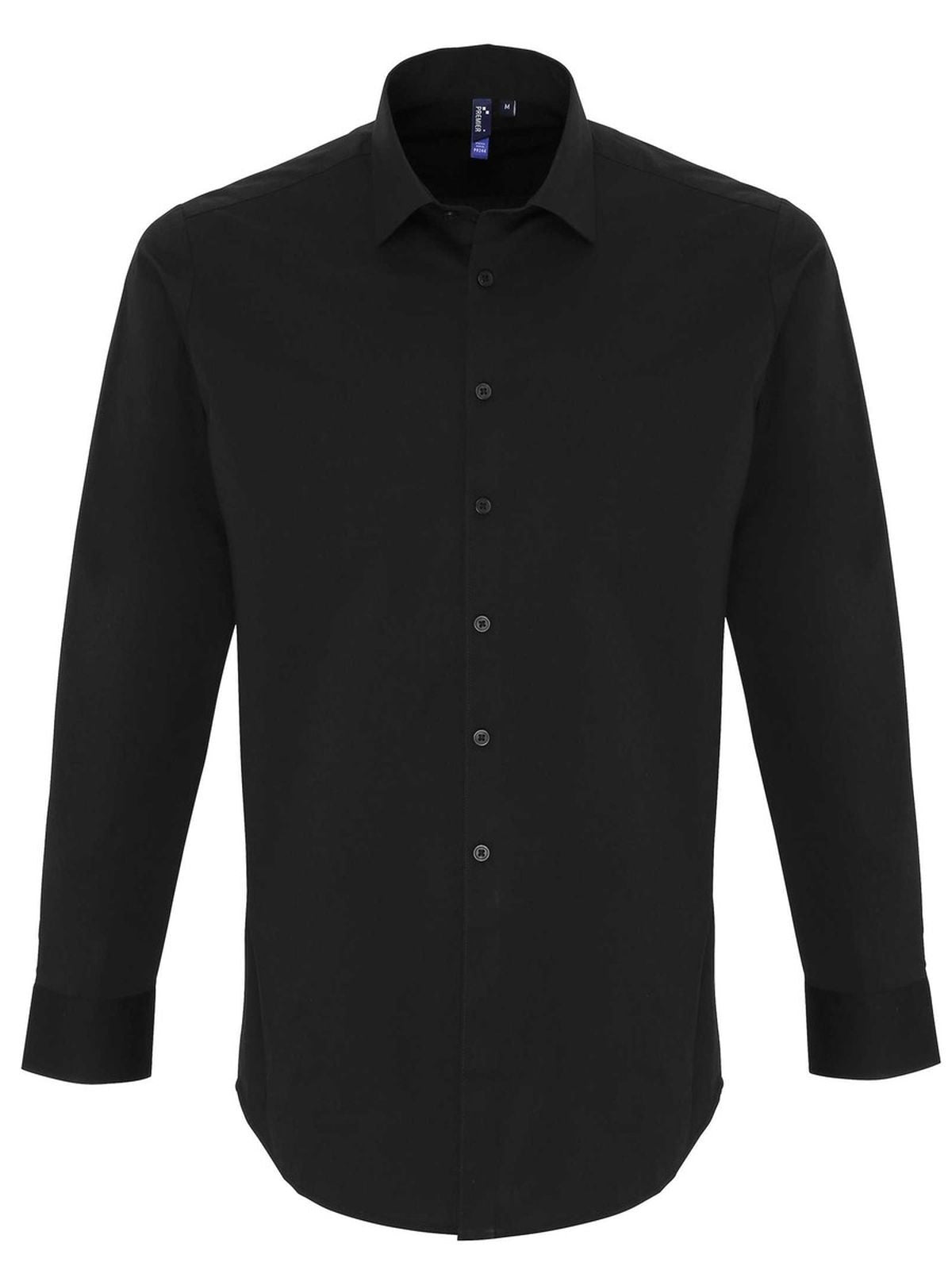 Stretch Fit Cotton Poplin Long Sleeve Shirt Herren Hemd / Bluse – Premier – Farbe Schwarz – individuell veredelbar