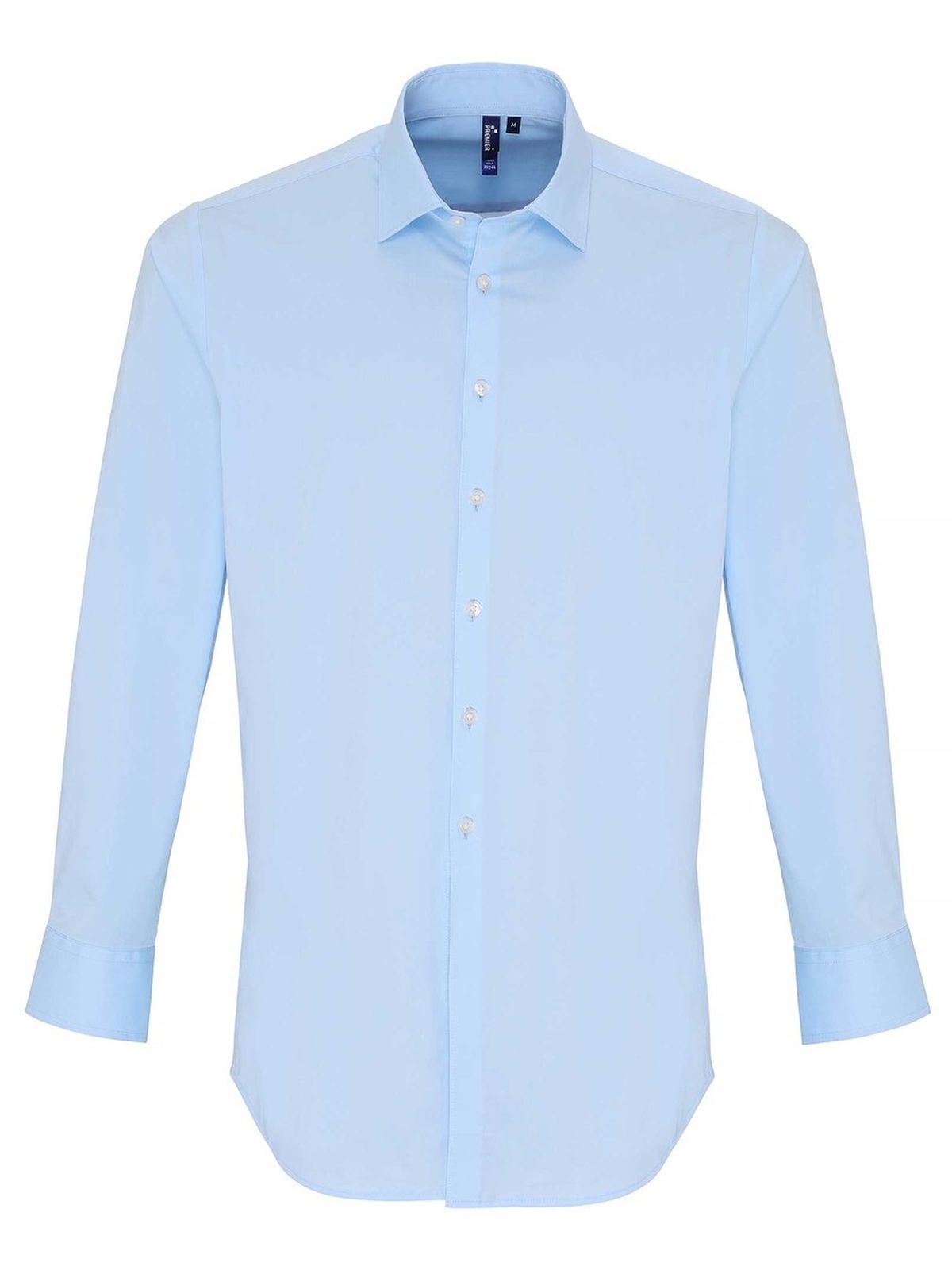 Stretch Fit Cotton Poplin Long Sleeve Shirt Herren Hemd / Bluse – Premier – Farbe pale blue – individuell veredelbar