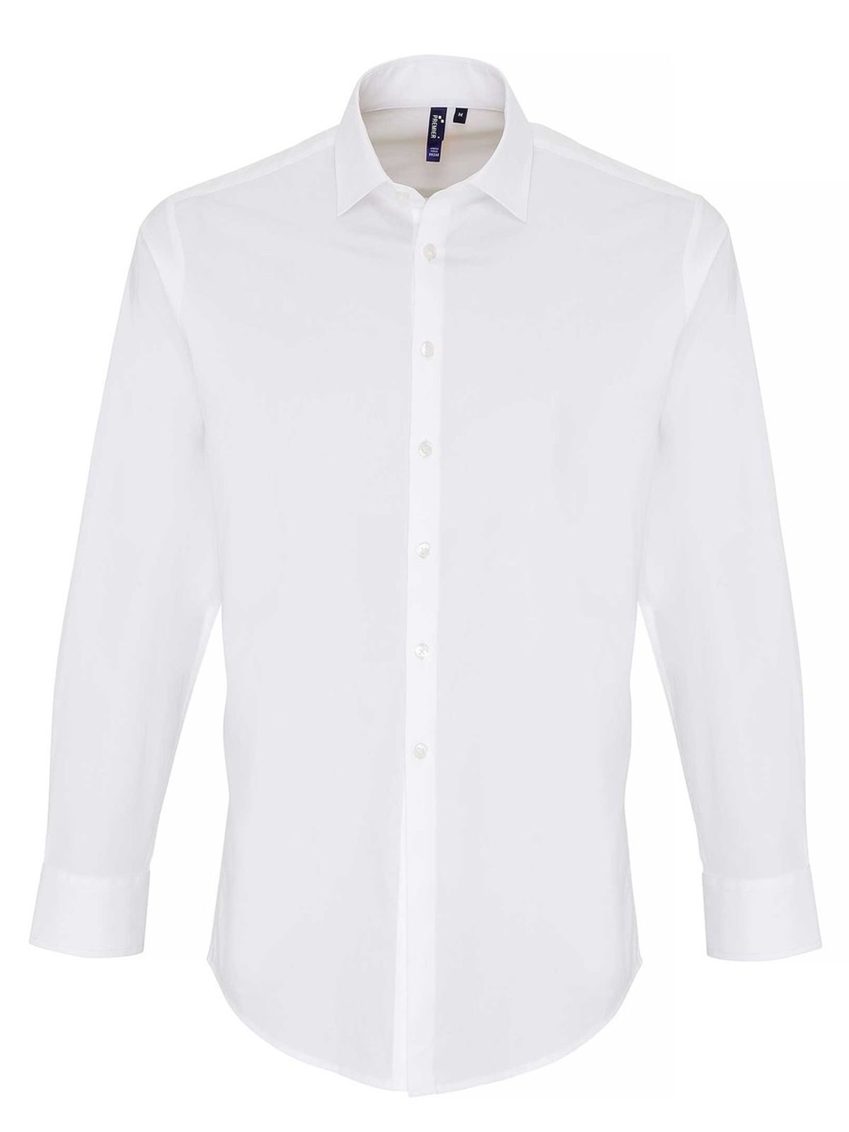 Stretch Fit Cotton Poplin Long Sleeve Shirt Herren Hemd / Bluse – Premier – Farbe Weiß – individuell veredelbar