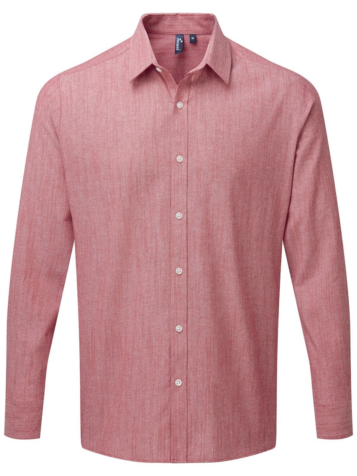 Cotton Slub Chambray Long Sleeve Shirt Herren Hemd / Bluse – Premier – Farbe Rot – individuell veredelbar