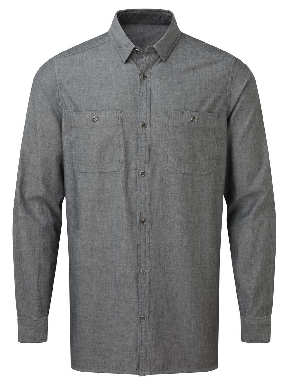 Organic Chambray Fairtrade Shirt Herren Hemd / Bluse – Premier – Farbe grey denim – individuell veredelbar