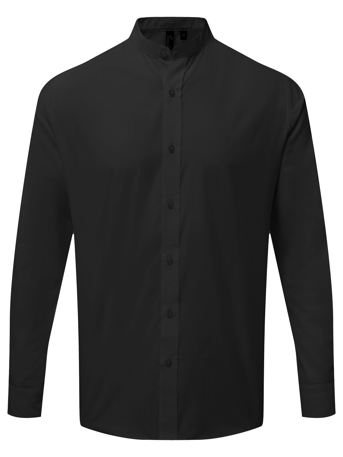 Banded Collar 'Grandad' Long Sleeve Shirt Unisex Hemd / Bluse – Premier – Farbe Schwarz – individuell veredelbar