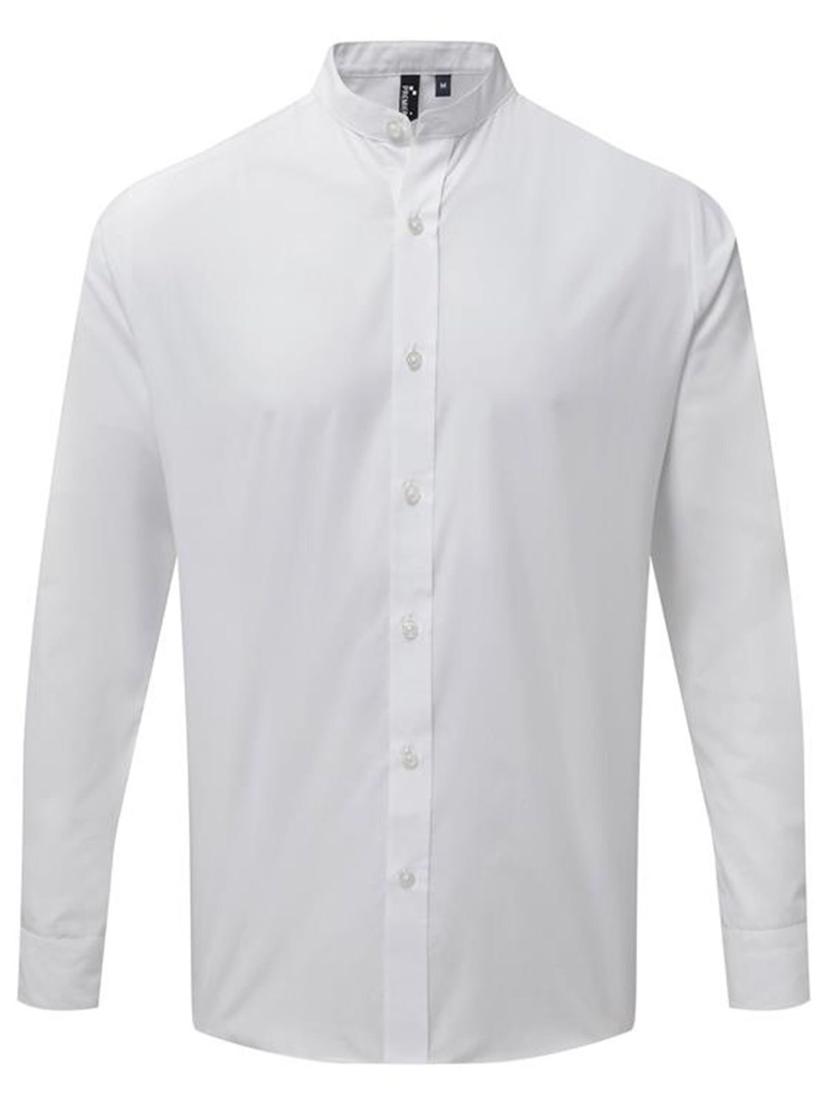 Banded Collar 'Grandad' Long Sleeve Shirt Unisex Hemd / Bluse – Premier – Farbe Weiß – individuell veredelbar