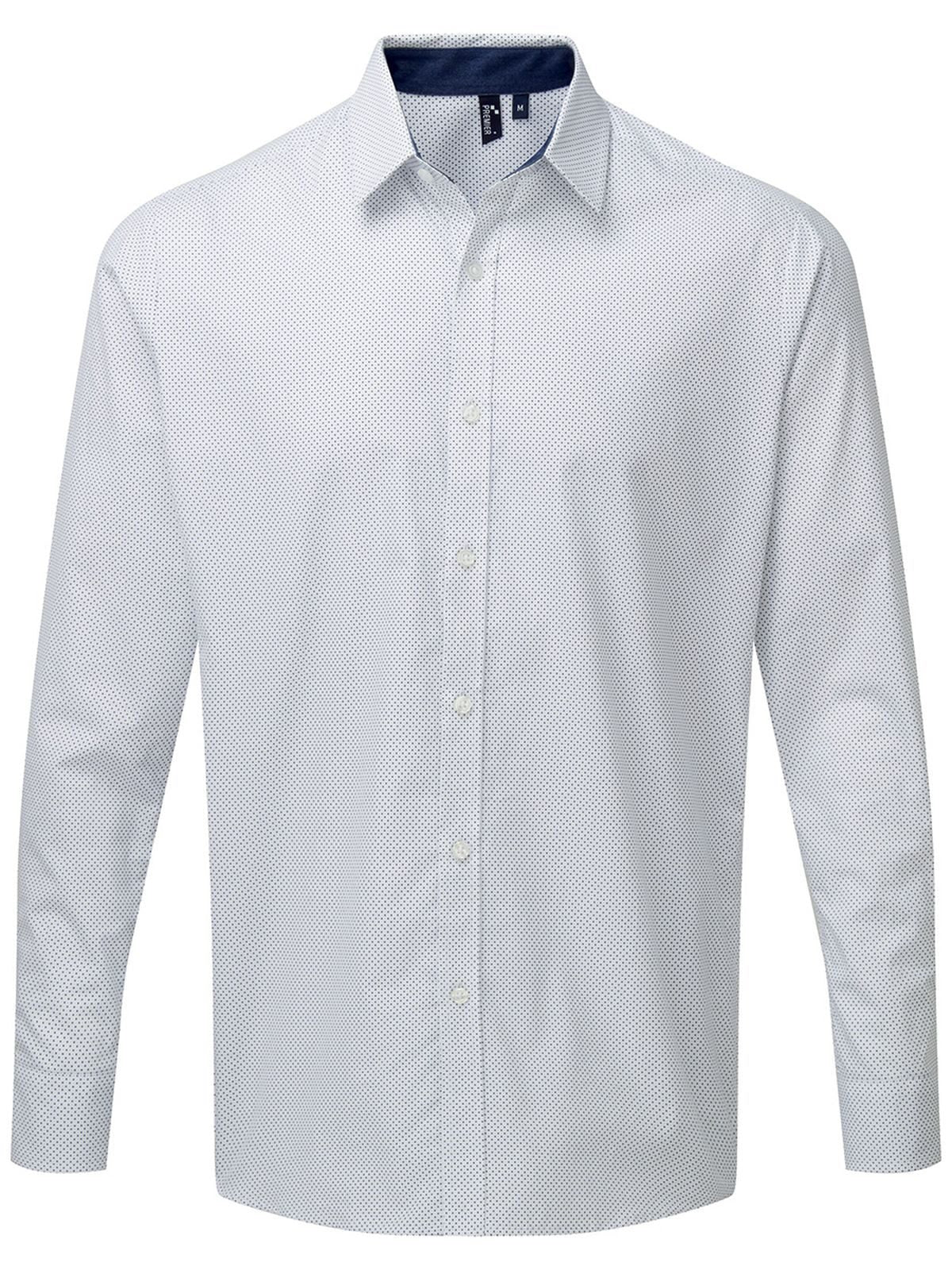 Denim-Pindot Long Sleeve Shirt Herren Hemd / Bluse – Premier – Farbe dots – individuell veredelbar