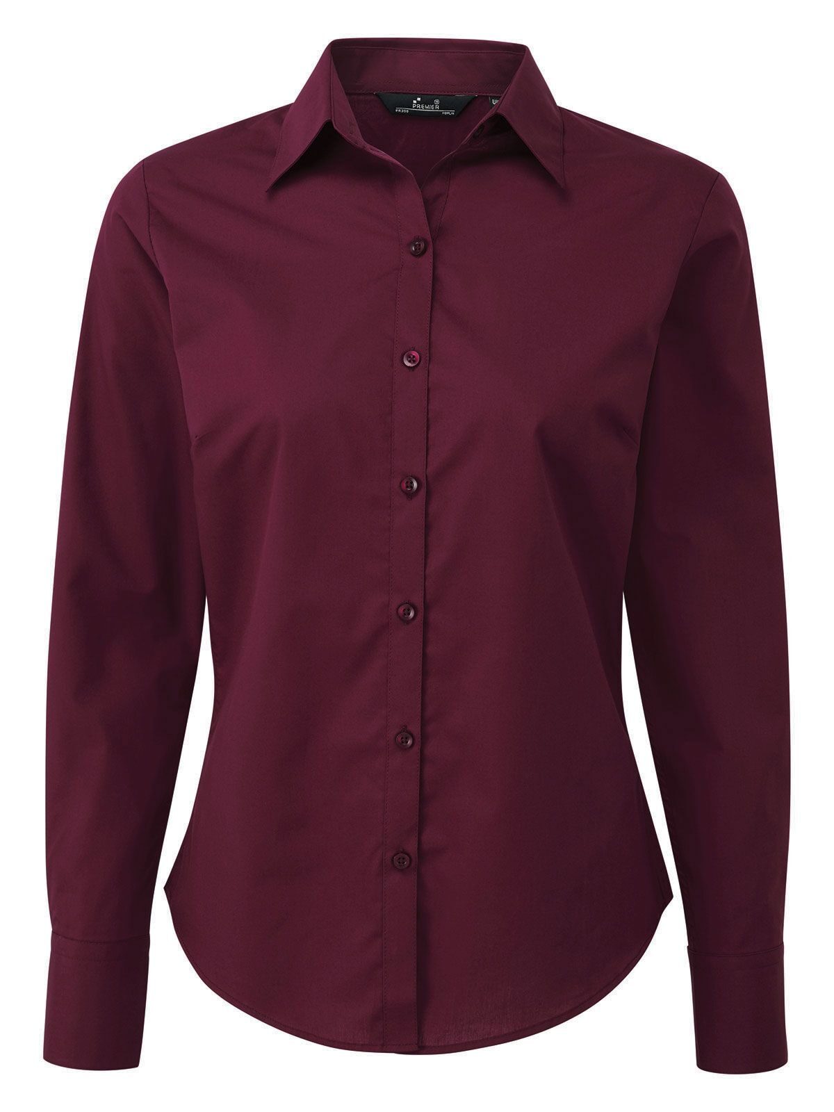 Poplin Long Sleeve Blouse Hemd / Bluse – Premier – Farbe aubergine – individuell veredelbar
