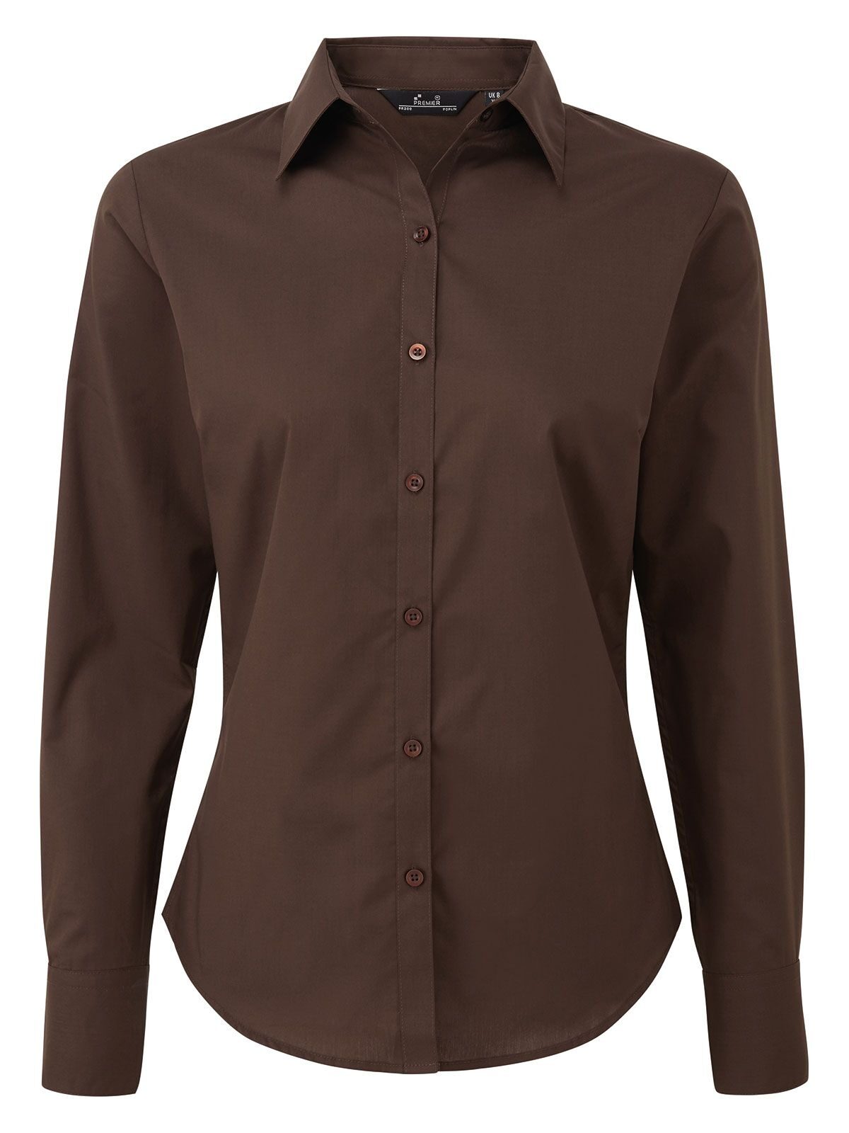 Poplin Long Sleeve Blouse Hemd / Bluse – Premier – Farbe Braun – individuell veredelbar