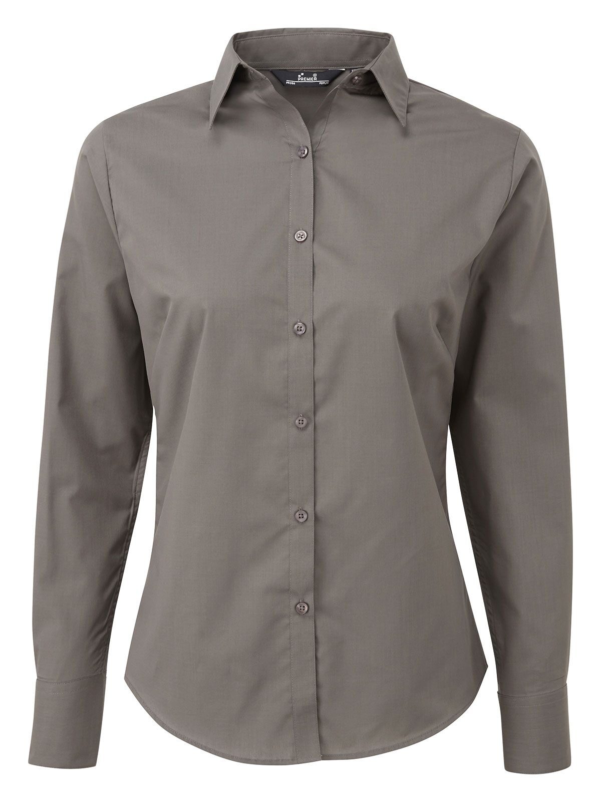 Poplin Long Sleeve Blouse Hemd / Bluse – Premier – Farbe Dunkelgrau – individuell veredelbar