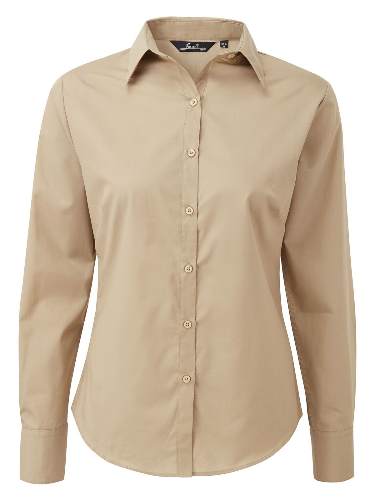 Poplin Long Sleeve Blouse Hemd / Bluse – Premier – Farbe Khaki – individuell veredelbar