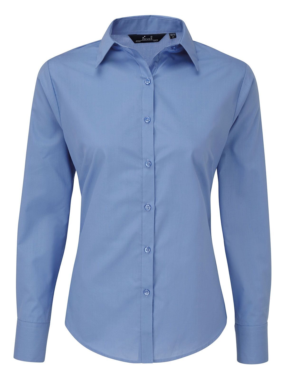 Poplin Long Sleeve Blouse Hemd / Bluse – Premier – Farbe mid blue – individuell veredelbar