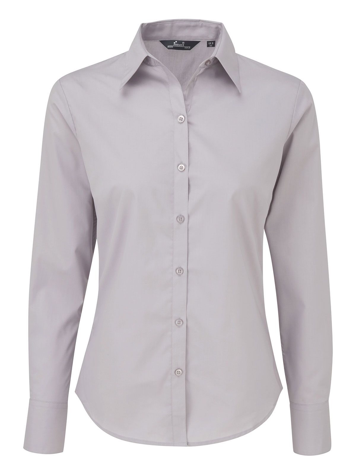 Poplin Long Sleeve Blouse Hemd / Bluse – Premier – Farbe silver – individuell veredelbar