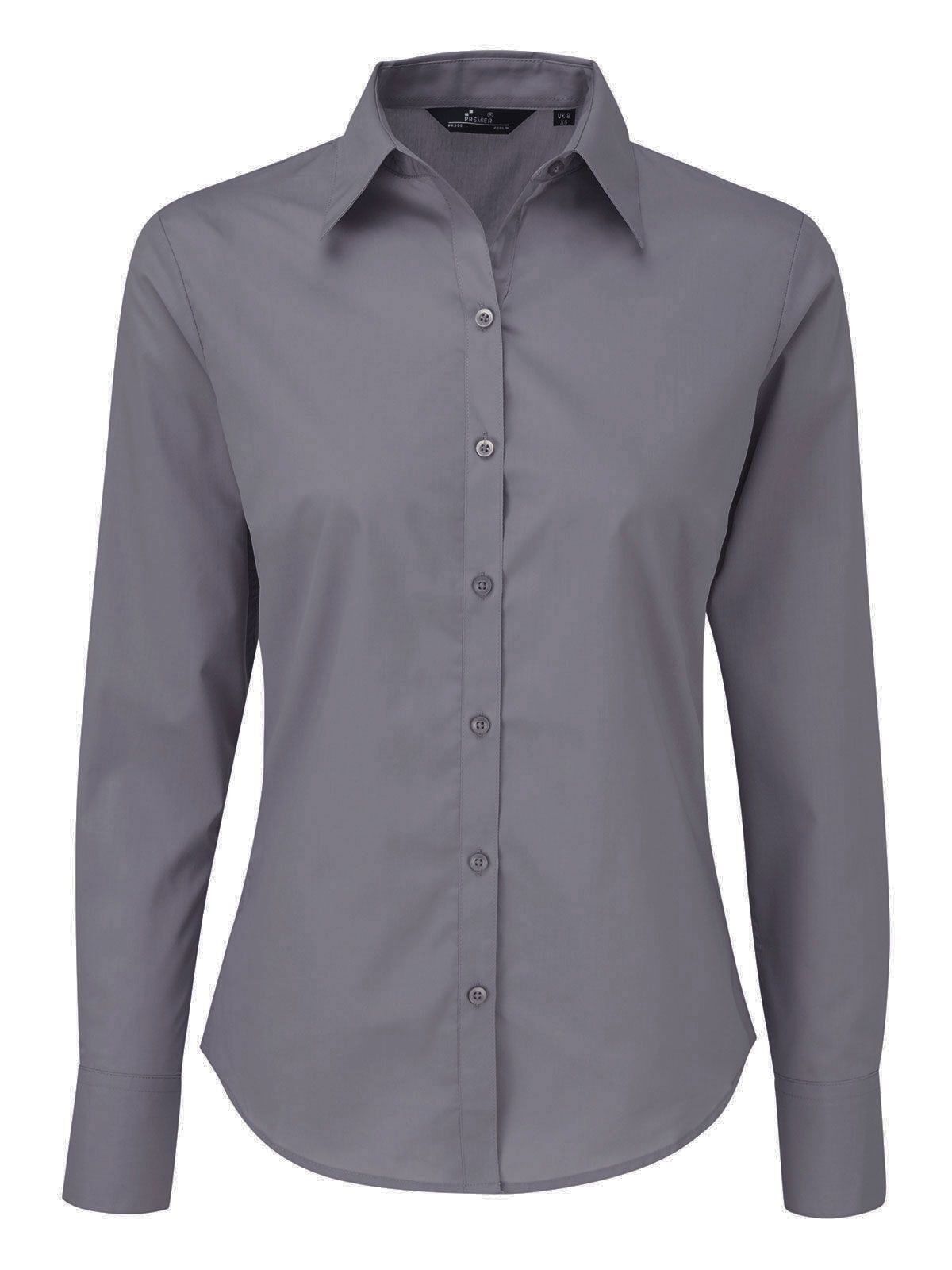 Poplin Long Sleeve Blouse Hemd / Bluse – Premier – Farbe steel – individuell veredelbar