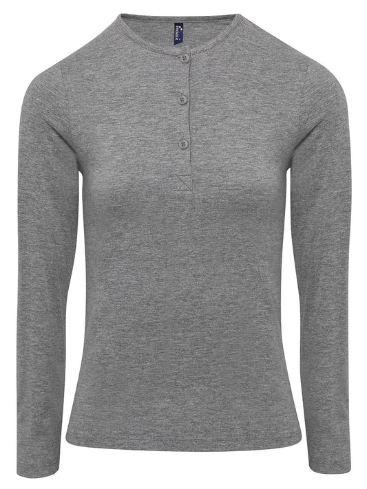 Long John Roll Sleeve Tee Damen T-Shirt – Premier – Farbe grey marl – individuell veredelbar