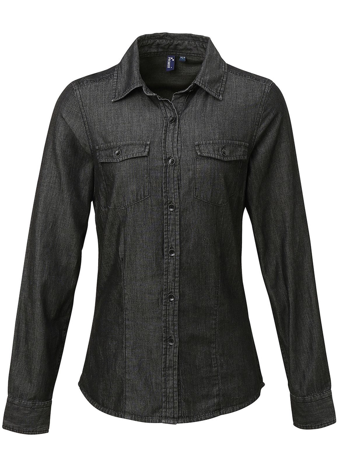 Ladies' Jeans Stitch Denim Shirt Damen Hemd / Bluse – Premier – Farbe black denim – individuell veredelbar