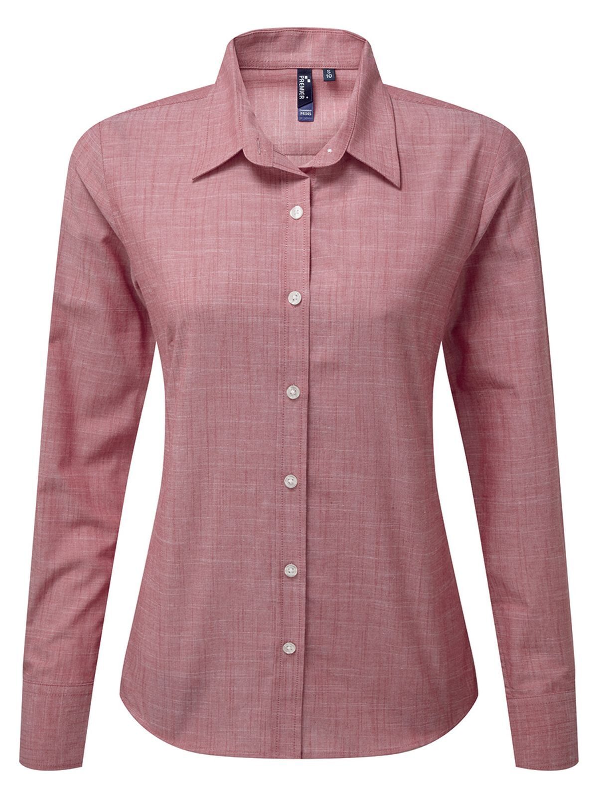 Cotton Slub Chambray Long Sleeve Shirt Damen Hemd / Bluse – Premier – Farbe Rot – individuell veredelbar