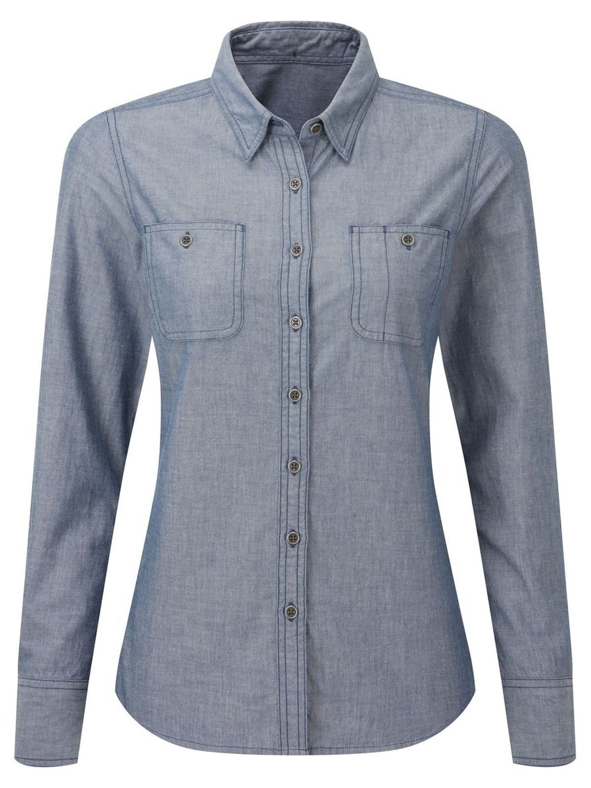Organic Chambray Fairtrade Shirt Damen Hemd / Bluse – Premier – Farbe indigo denim – individuell veredelbar