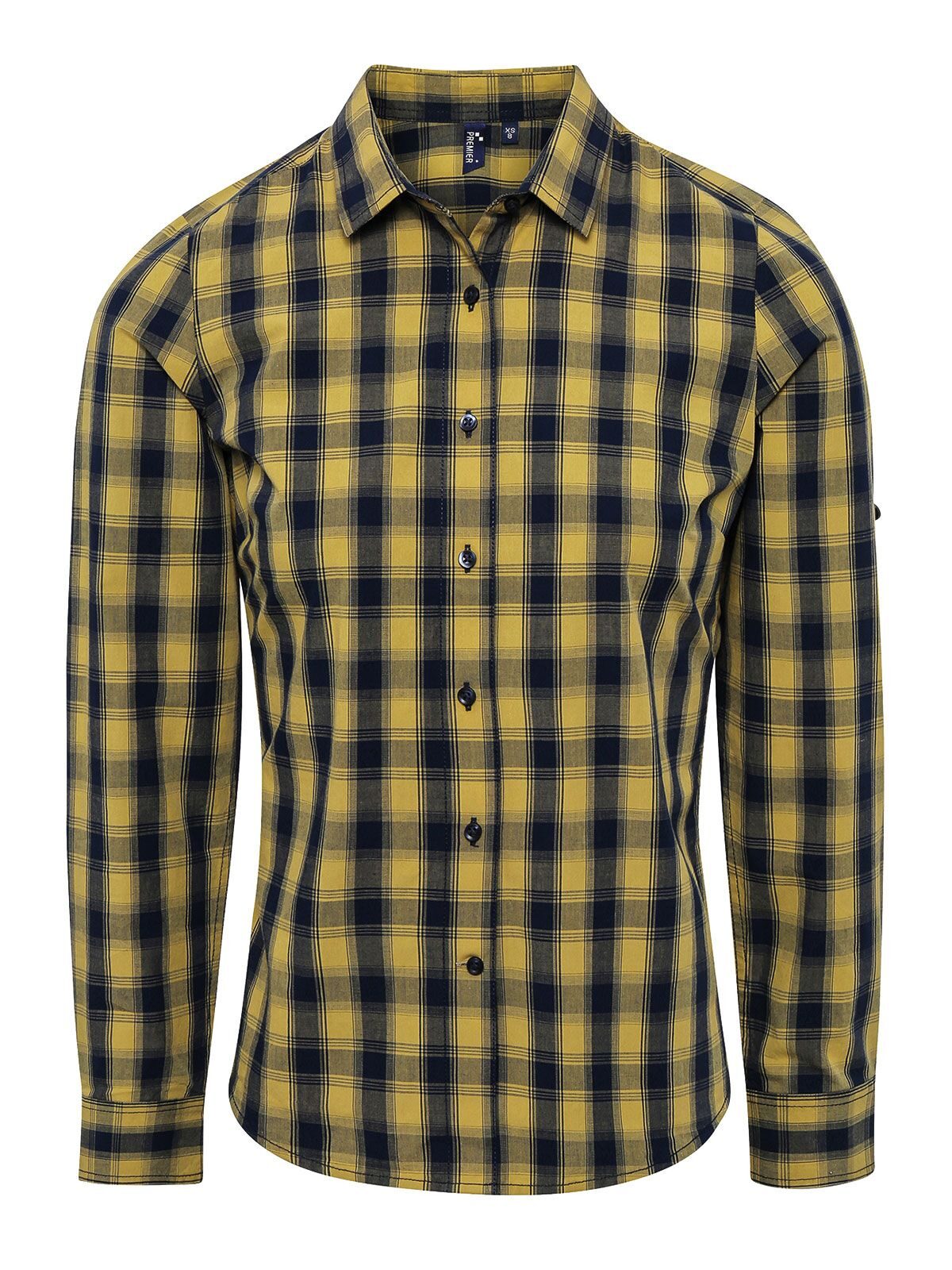 Ladies' LSL 'Mulligan' Check Cotton Bar Shirt t Damen Hemd / Bluse – Premier – Farbe camel/navy – individuell veredelbar