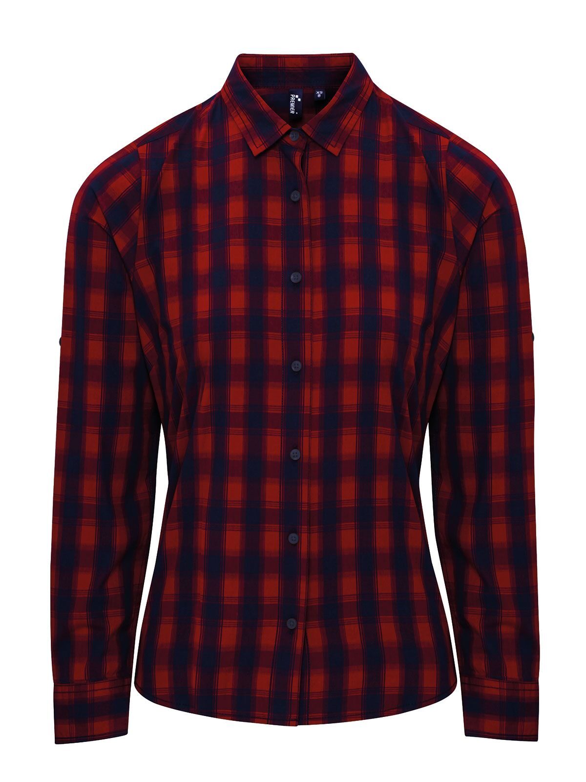 Ladies' LSL 'Mulligan' Check Cotton Bar Shirt t Damen Hemd / Bluse – Premier – Farbe red/navy – individuell veredelbar