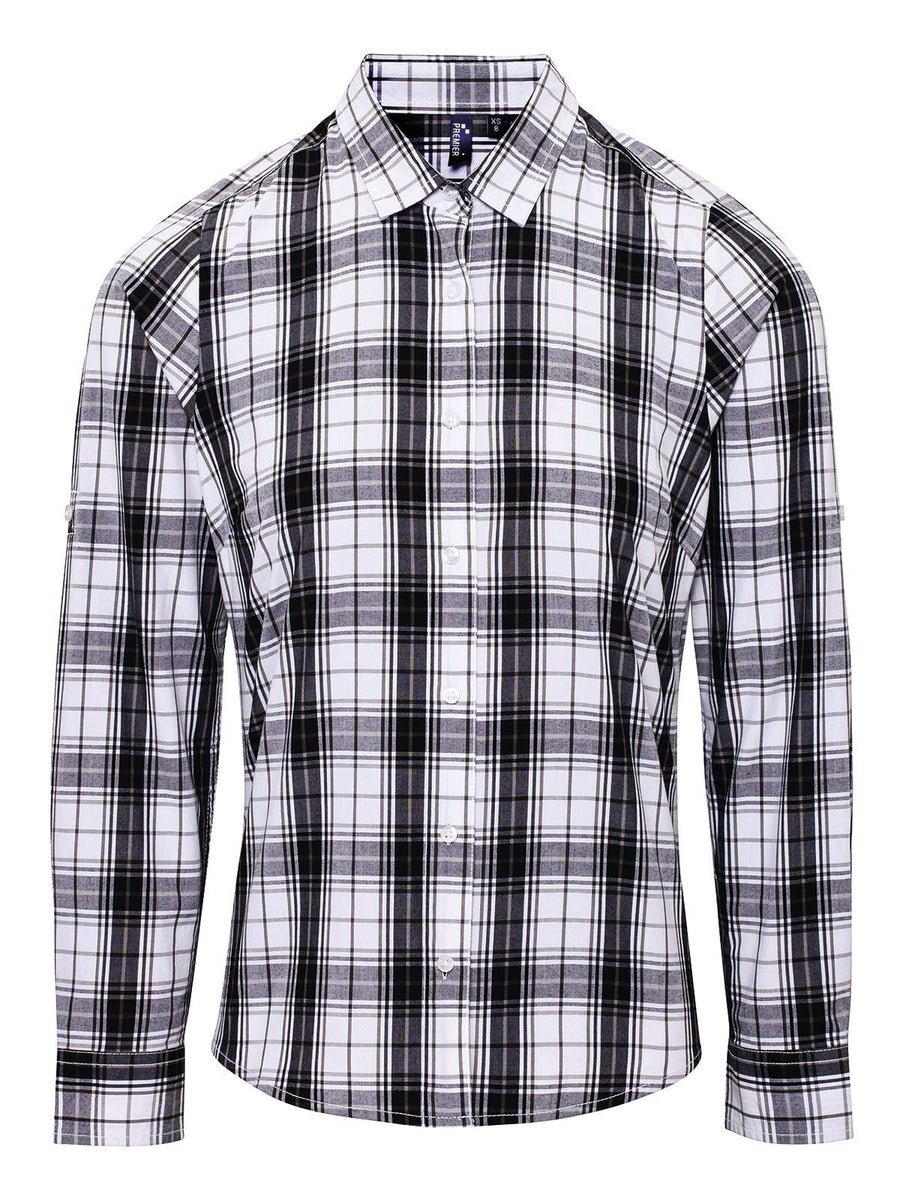 Camicia/blusa da donna LSL 'Ginmill' a quadri in cotone – Premier