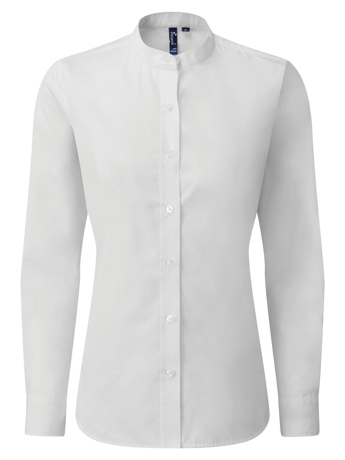 Banded Collar 'Grandad' Shirt Damen Hemd / Bluse – Premier – Farbe Weiß – individuell veredelbar