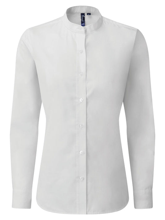 Banded Collar 'Grandad' Shirt Damen Hemd / Bluse – Premier – Farbe Weiß – individuell veredelbar