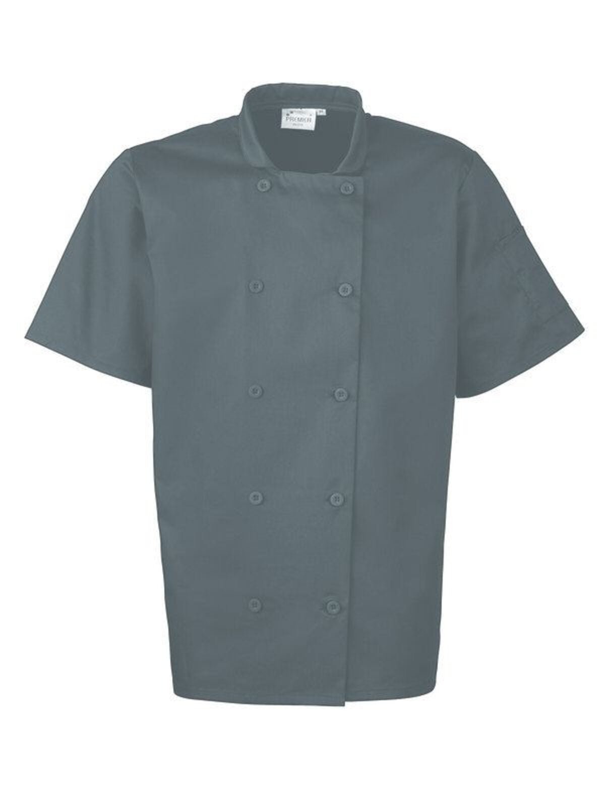 Short Sleeve Chef's Jacket Unisex Schürze / Kasack – Premier – Farbe steel – individuell veredelbar