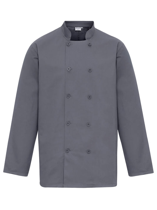 Long Sleeve Chef''s Jacket Unisex Schürze / Kasack – Premier – Farbe steel – individuell veredelbar