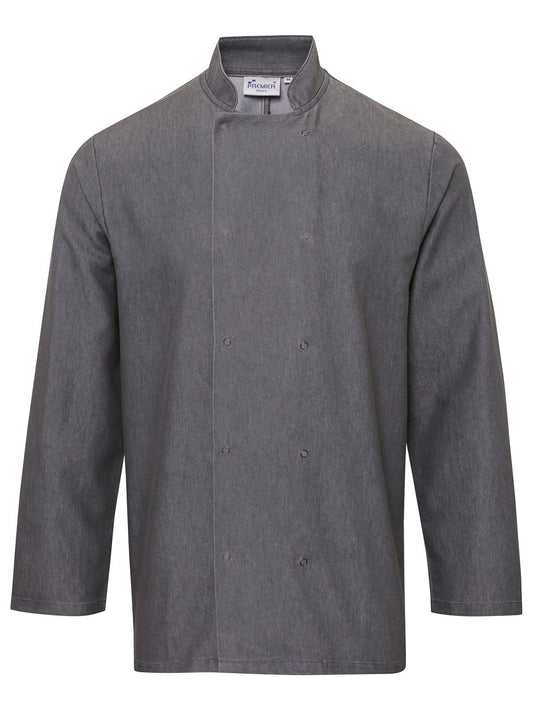 Denim Chef's Jacket Unisex Schürze / Kasack – Premier – Farbe grey denim – individuell veredelbar