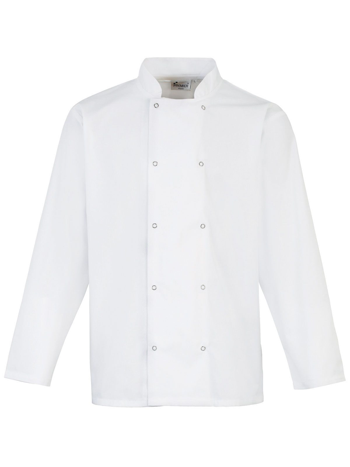 Long Sleeve Press Stud Chef''s Jacket Unisex Schürze / Kasack – Premier – Farbe Weiß – individuell veredelbar