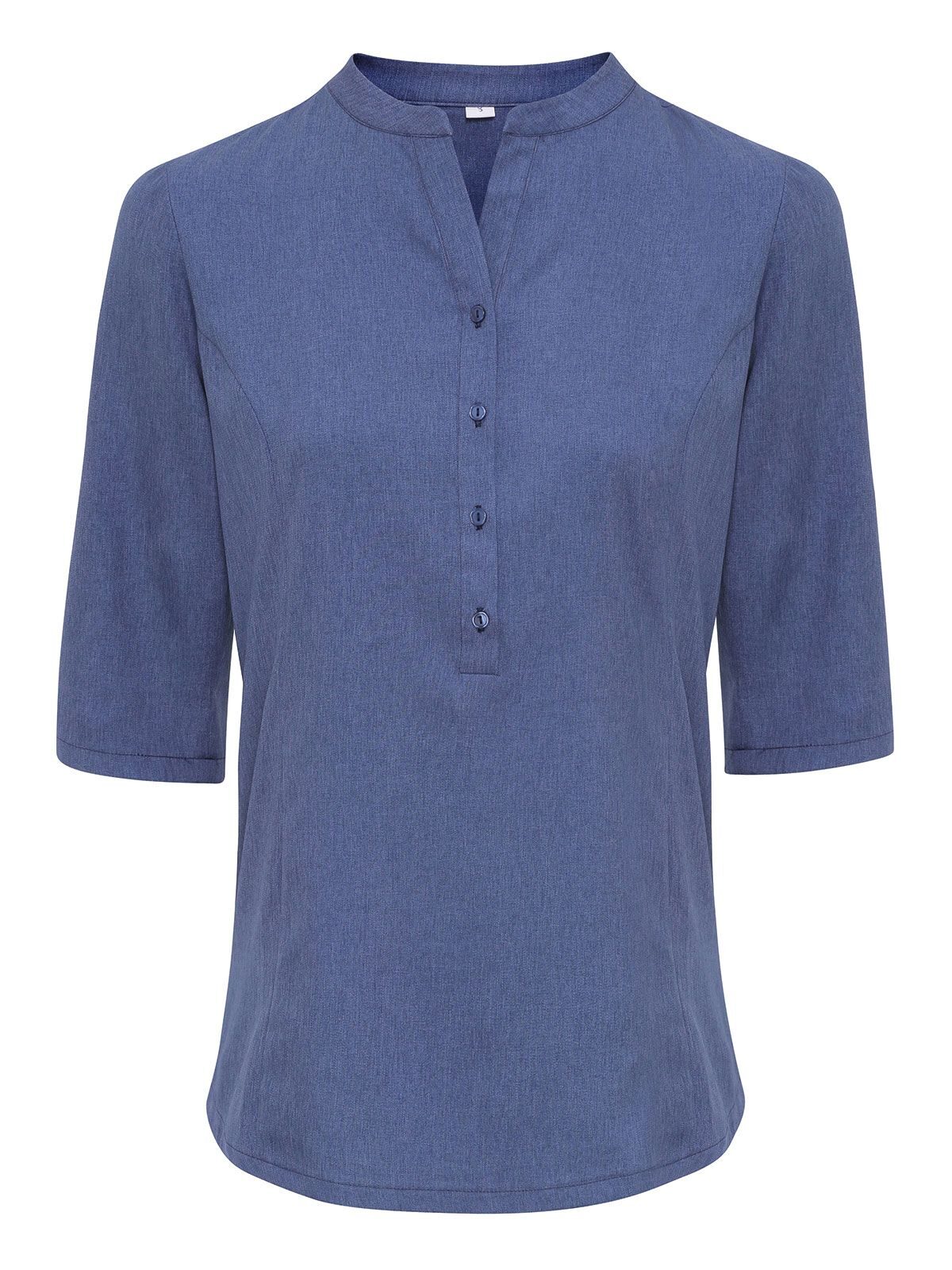 Verbena Linen Look Button Up Beauty Tunic Damen Schürze / Kasack – Premier – Farbe blue heather – individuell veredelbar