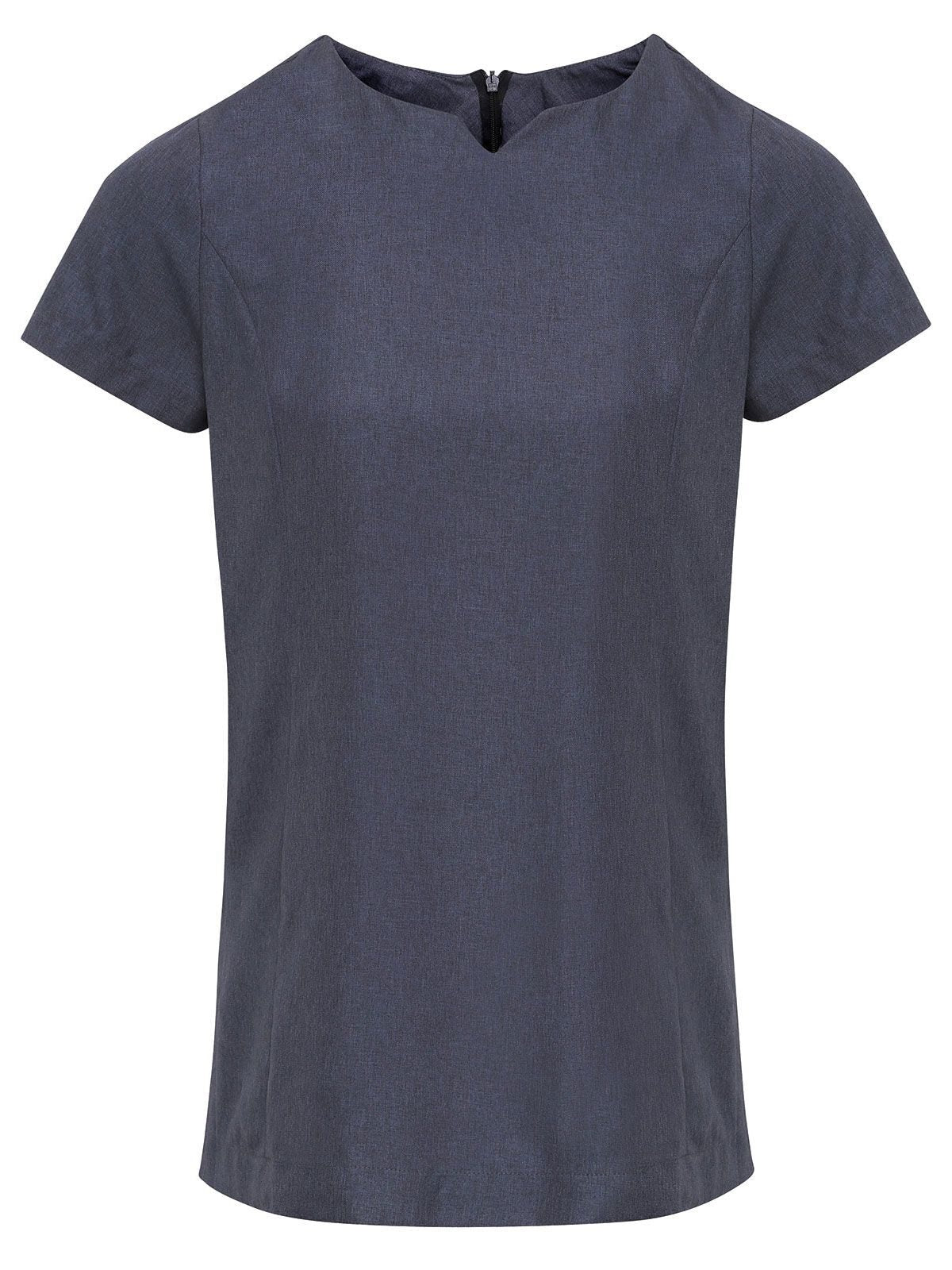 Viola Linen Look Cut Neck Beauty Tunic Damen Schürze / Kasack – Premier – Farbe black heather – individuell veredelbar