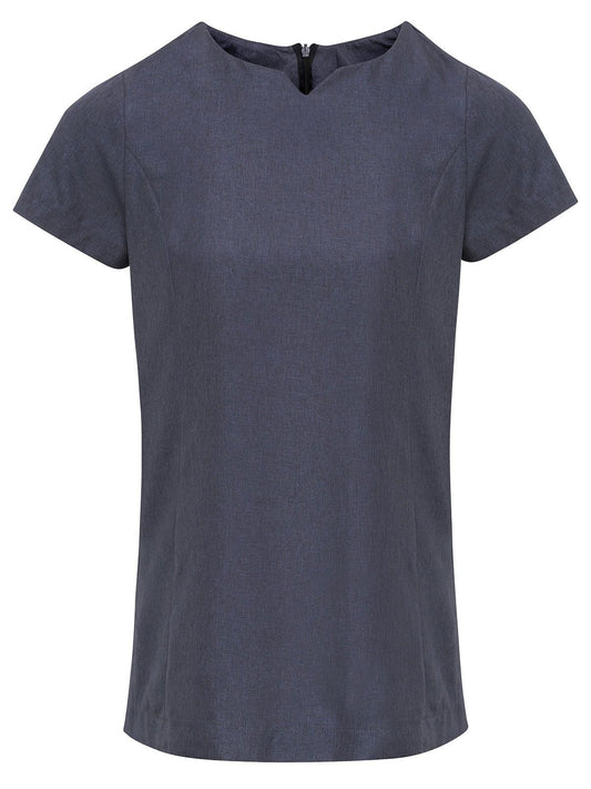 Viola Linen Look Cut Neck Beauty Tunic Damen Schürze / Kasack – Premier – Farbe black heather – individuell veredelbar