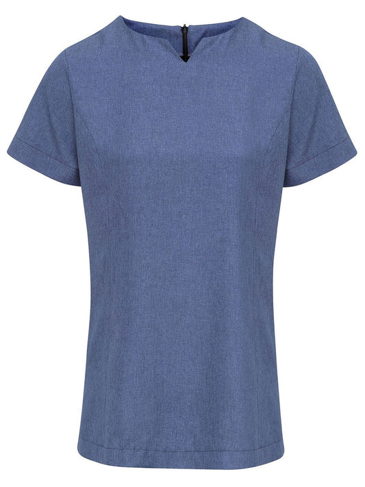 Viola Linen Look Cut Neck Beauty Tunic Damen Schürze / Kasack – Premier – Farbe blue heather – individuell veredelbar