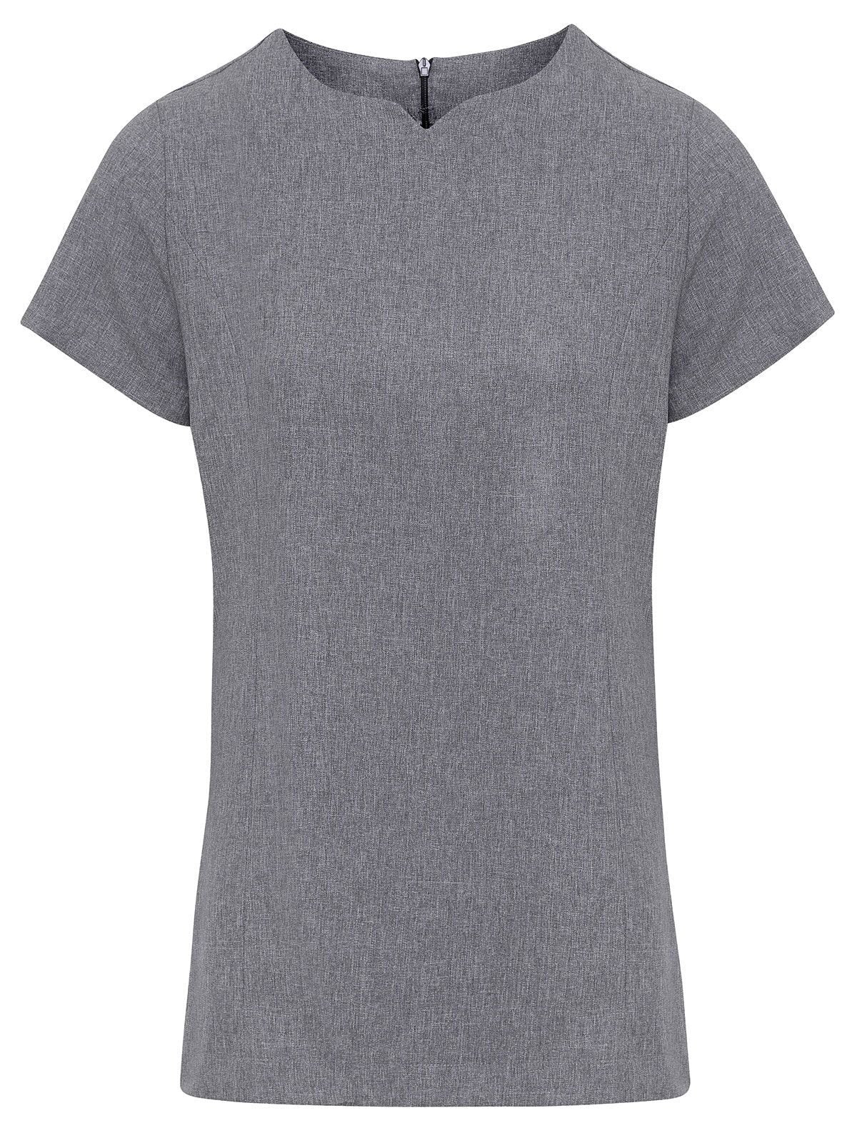 Viola Linen Look Cut Neck Beauty Tunic Damen Schürze / Kasack – Premier – Farbe grey heather – individuell veredelbar