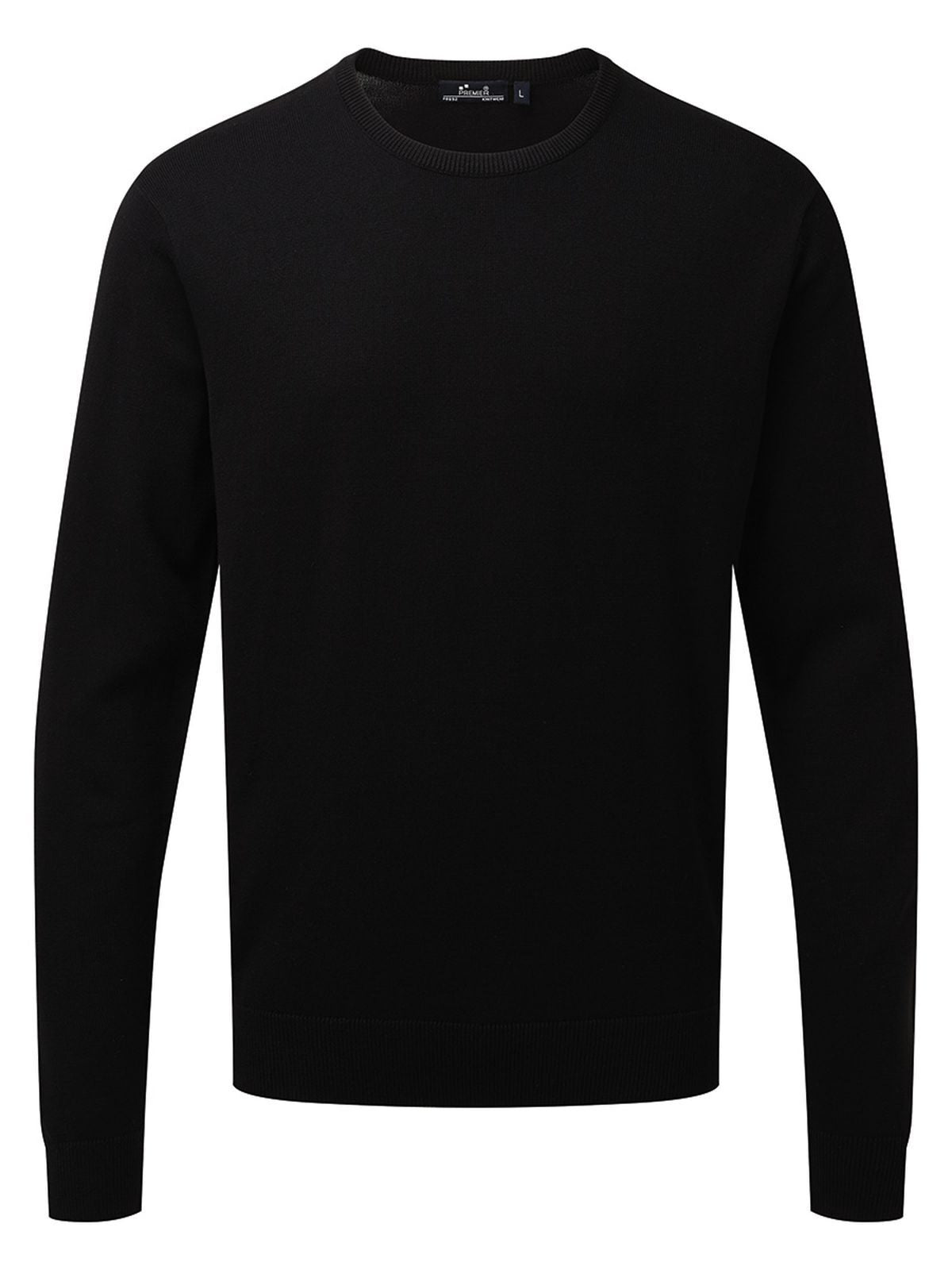 Crew Neck Cotton Rich Knitted Sweater Herren Strick / Weste – Premier – Farbe Schwarz – individuell veredelbar