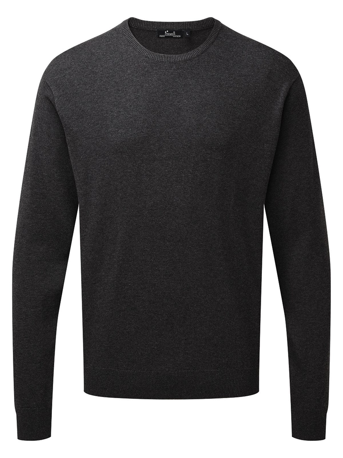 Crew Neck Cotton Rich Knitted Sweater Herren Strick / Weste – Premier – Farbe Anthrazit – individuell veredelbar