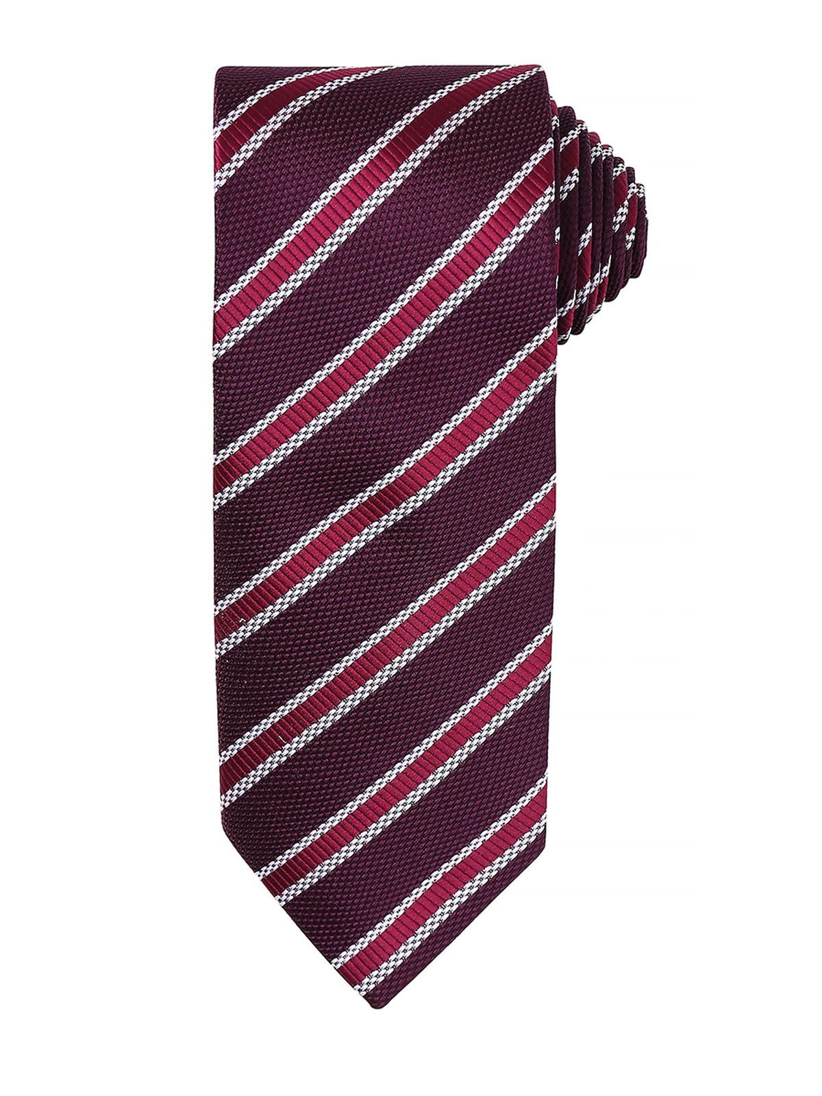 Waffle Stripe Tie Schal / Handschuhe – Premier – Farbe aubergine/burgundy – individuell veredelbar