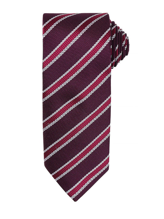 Waffle Stripe Tie Schal / Handschuhe – Premier – Farbe aubergine/burgundy – individuell veredelbar