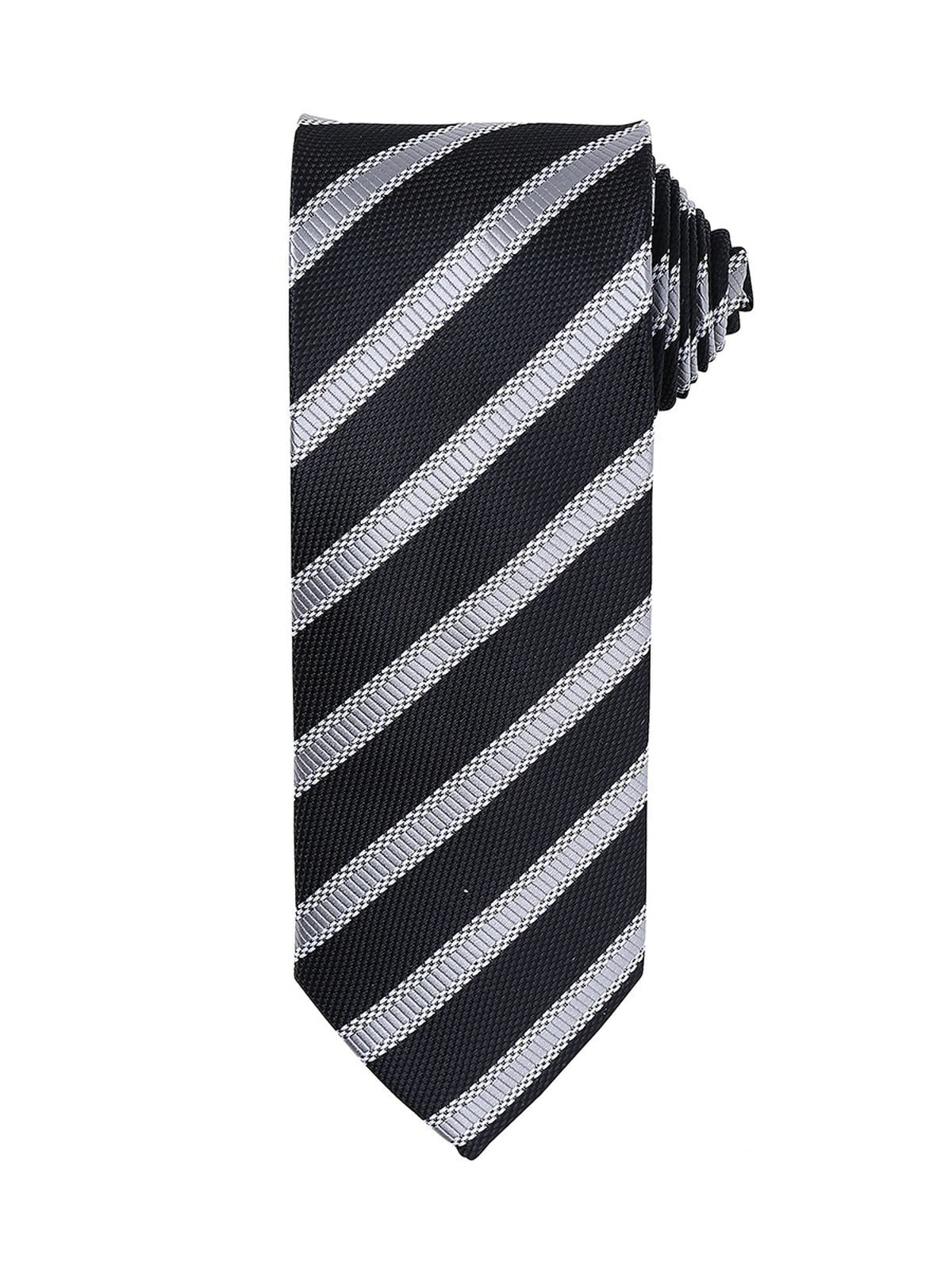 Waffle Stripe Tie Schal / Handschuhe – Premier – Farbe black/dark grey – individuell veredelbar
