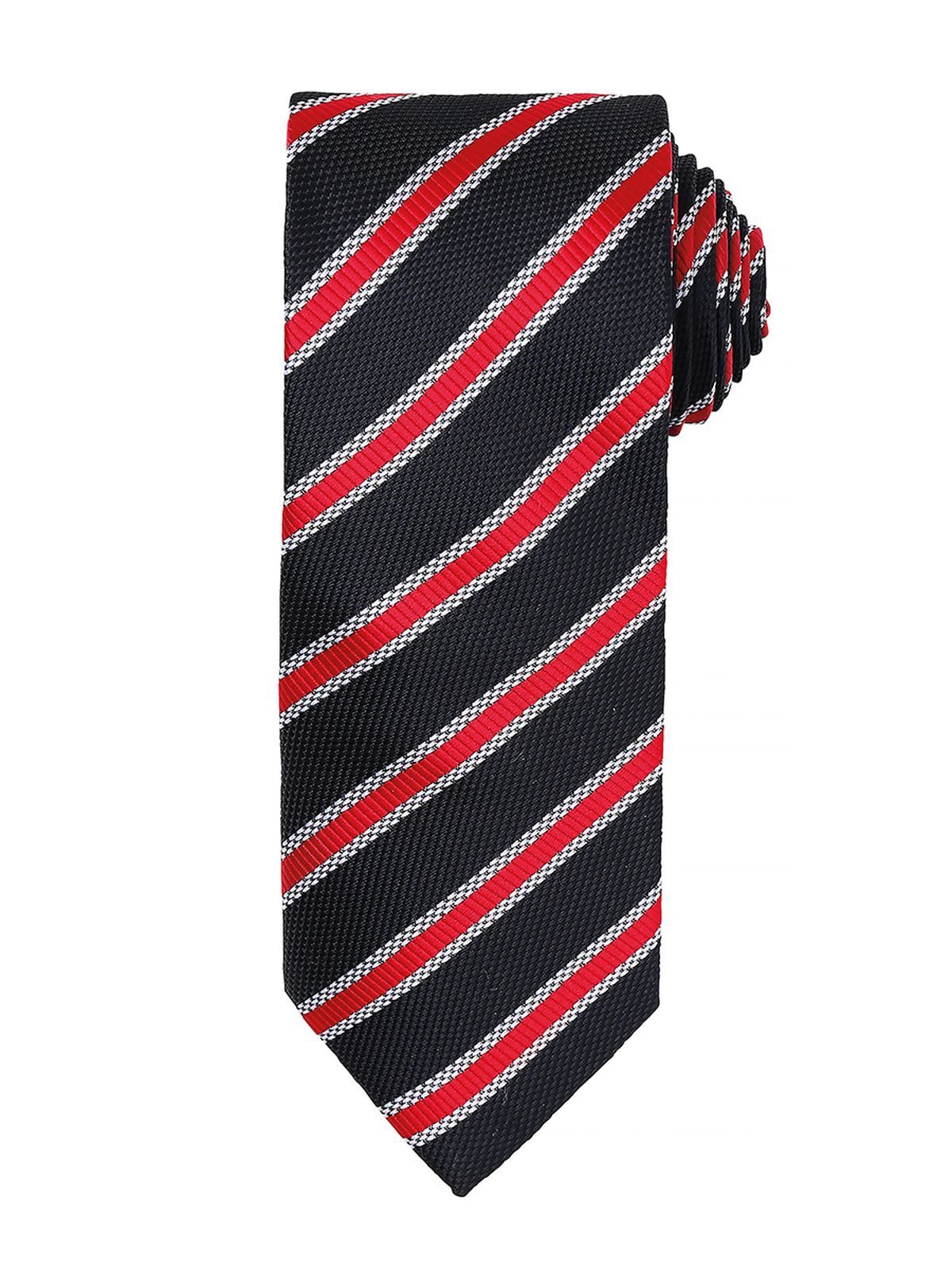 Waffle Stripe Tie Schal / Handschuhe – Premier – Farbe black/red – individuell veredelbar