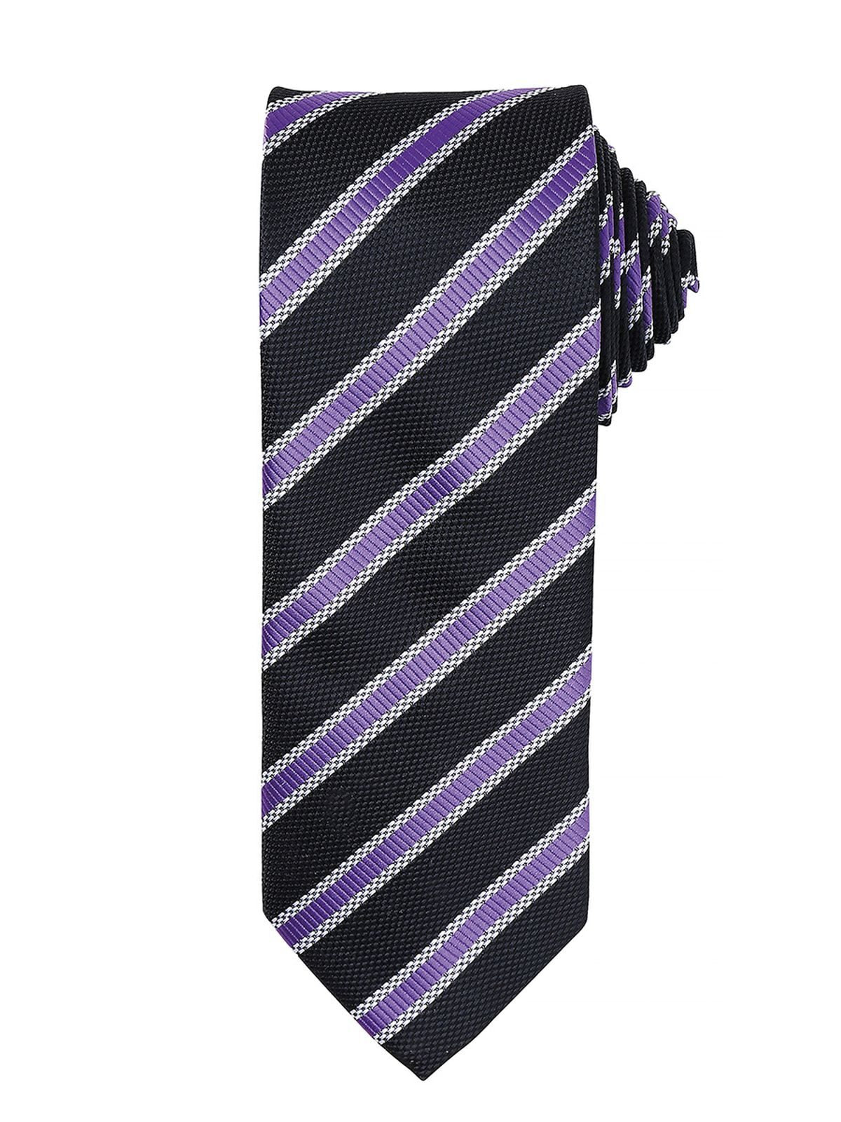 Waffle Stripe Tie Schal / Handschuhe – Premier – Farbe black/rich violet – individuell veredelbar