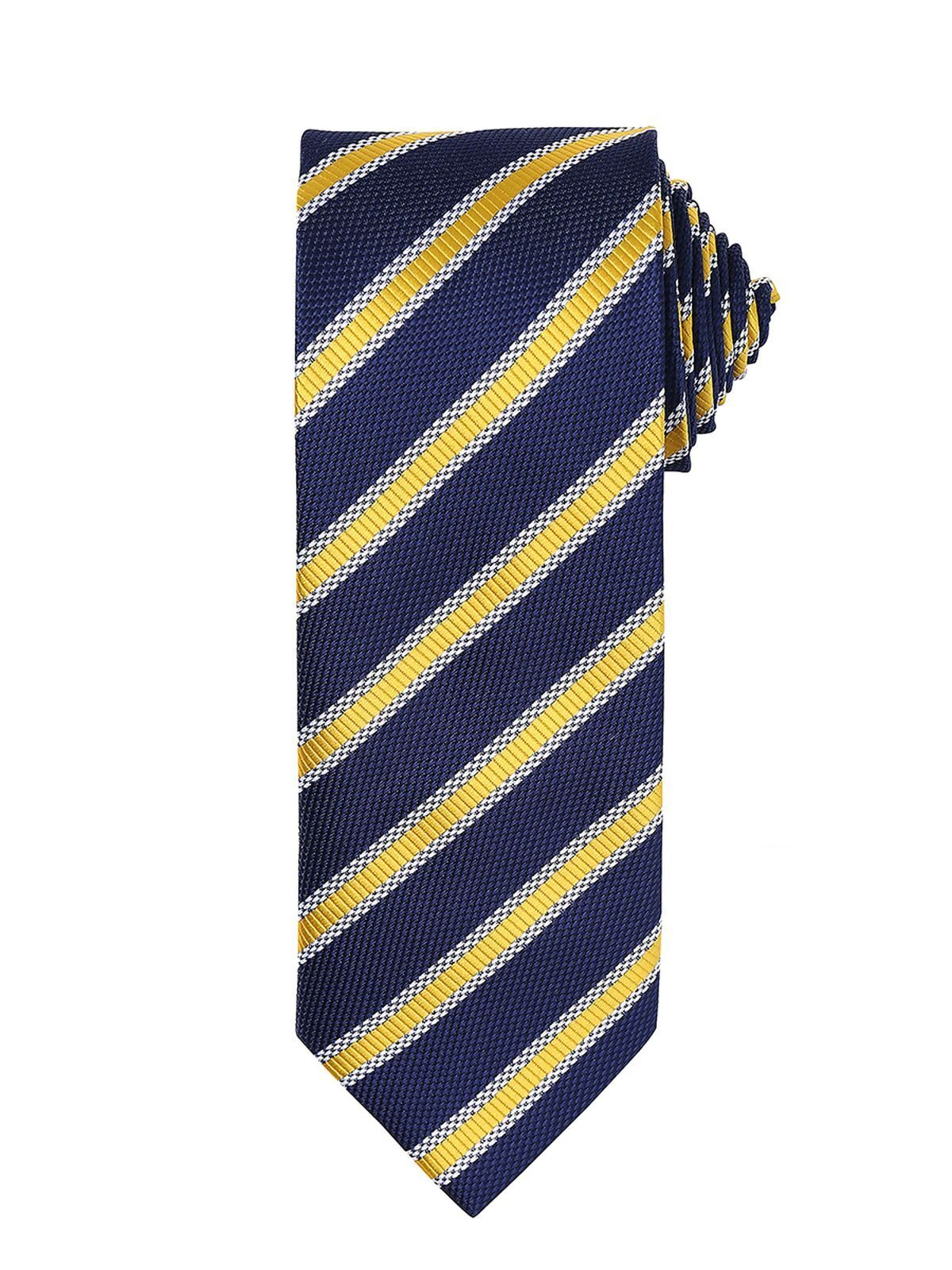 Waffle Stripe Tie Schal / Handschuhe – Premier – Farbe navy/gold – individuell veredelbar