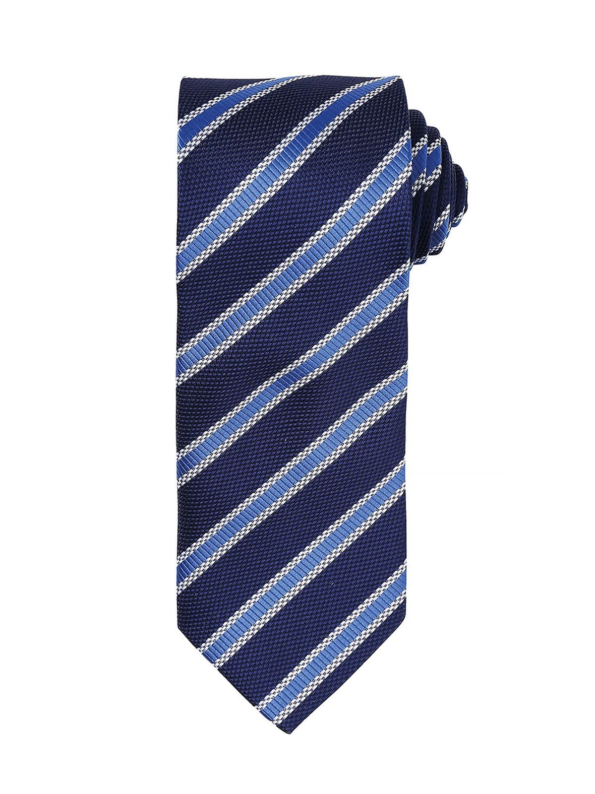 Waffle Stripe Tie Schal / Handschuhe – Premier – Farbe navy/royal – individuell veredelbar