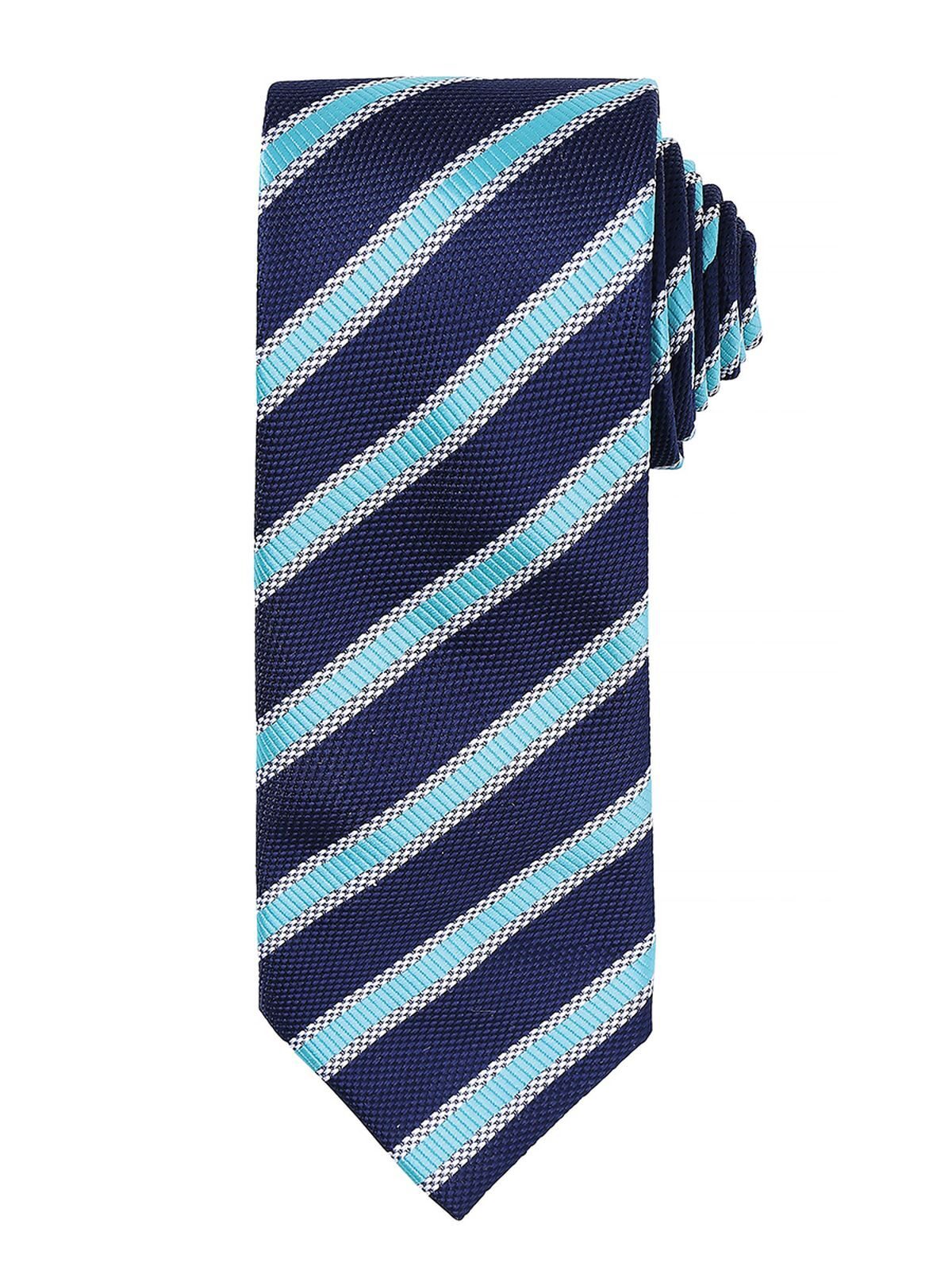 Waffle Stripe Tie Schal / Handschuhe – Premier – Farbe navy/turquiose – individuell veredelbar